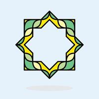 Islamic geometric frame with green and yellow pattern. Ramadan theme, perfect for cultural designs. art on a light background. Minimalist style. vector