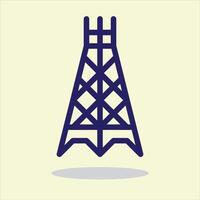 Oil Derrick Icon. a minimalist depiction of a towering oil derrick, rendered in bold lines, representing the energy industry, on a simple backdrop. vector