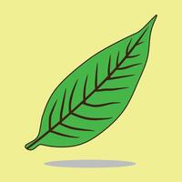 Illustration of a Green Leaf with Yellow Background and Shadow Effect vector