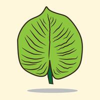 Green Leaf Illustration with Textured Veins on Neutral Background vector