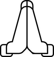 A black and white line art illustration depicting praying hands combined together, symbolizing faith and prayer. The design is minimalistic, emphasizing spiritual connection and mindfulness. vector