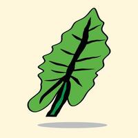 Green Leaf Isolated with a Beige Background in Minimalist Drawing Design vector