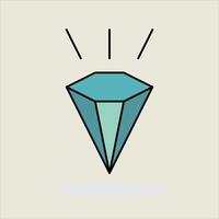 Minimalist Geometric Artwork Featuring a Bright Turquoise Diamond Icon on Light Background vector