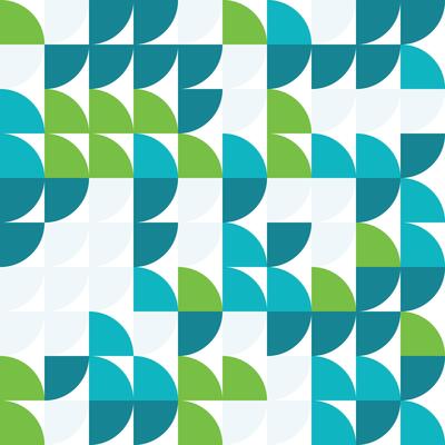 Abstract Geometric Pattern with Green and Blue Circular Shapes