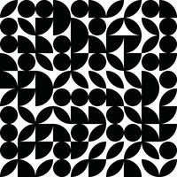 Abstract Black and White Geometric Pattern with Circular and Leaf Shapes vector