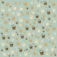Playful seamless pattern featuring various monkey silhouettes in brown, cream, and tan colors. Designed on a pale green background, this pattern conveys a lively and endearing mood suitable vector
