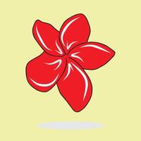 Illustration of a simple bright red flower with a vibrant light yellow background, representing simplicity and beauty. vector