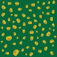 Pattern of Yellow Lanterns on a Green Background vector