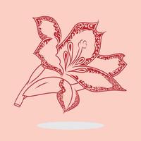 Elegant Red Floral Design on Soft Pink Background with Intricate Patterns vector