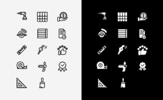 Icon set builder home or contruction include drill, tap, measure, waterpass, roof etc. icon set for website and ui ux mobile app vector