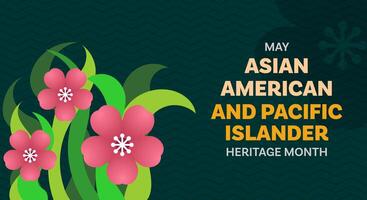 Asian American and Pacific Islander Heritage Month. Background design with flower illustration and zig-zang line patterns for greetings in May, campaigns, ads, web vector