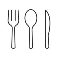 Outline fork spoon and knife icon set isolated flat design. vector