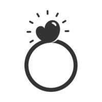 Ring with blinking heart stone icon flat style isolated flat style isolated vector