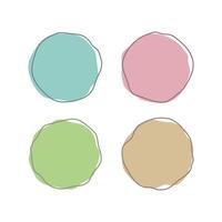 Abstract circle brush shape with outline set isolated. vector