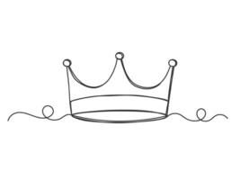 Continuous one line art shape the crown isolated. vector