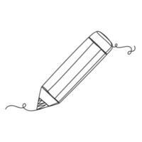 Continuous one line art writing with a pencil isolated. vector