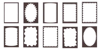 Groovy frame jagged scallop edge, frame text box or border. Curve funky y2k retro form, geometric shape, framework. Wiggle figure, rectangle. vector