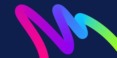 Wavy gradient shapes on dark background. Background with colored squiggles gradient lines design for flyer, poster, cover or banner. vector