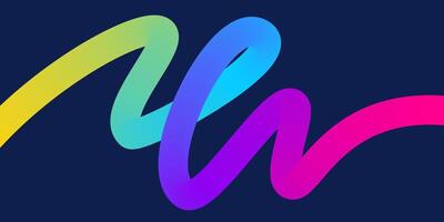 Wavy gradient shapes on dark background. Background with colored squiggles gradient lines design for flyer, poster, cover or banner. vector