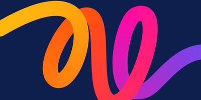 Wavy gradient shapes on dark background. Background with colored squiggles gradient lines design for flyer, poster, cover or banner. vector