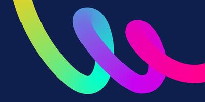 Wavy gradient shapes on dark background. Background with colored squiggles gradient lines design for flyer, poster, cover or banner. vector