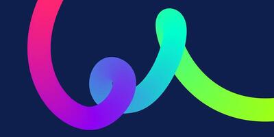 Wavy gradient shapes on dark background. Background with colored squiggles gradient lines design for poster, cover or banner. vector