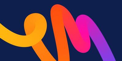 Background with colored squiggles gradient lines design for poster, flyer, cover or banner. Wavy gradient shapes on dark background. vector