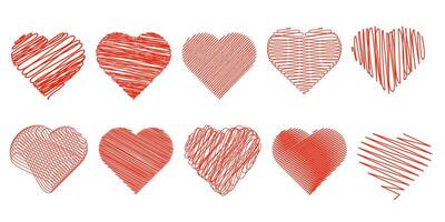 Set of textures, brushes, graphic hearts. Various design elements vector