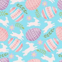 Easter Eggs and Bunny Seamless Pattern Background vector