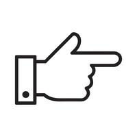 Clean, simple graphic of a hand pointing to the right. vector