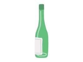 Green Empty Wine Bottle Illustration with Blank Label isolated on White Background. Beer Bottle. Concept of Beverage Art, Minimalist Design, Alcohol Icon, Drink Packaging, Graphic Element vector