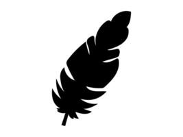 Black Silhouette of Single Feather Isolated on White Background. Concept of Nature Art, Minimalist Design, Elegant Object, Decorative Element, Natural Beauty, Graphic Illustration vector