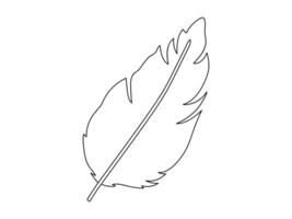Simple Black Outline of Feather isolated on White Background. Concept of Nature Design, Minimalist Art, Bird Symbol, Elegant Decoration, Craft Element, Soft Texture Illustration, Decorative Graphic vector