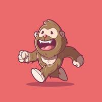 Yeti Character Smiling while walking. vector