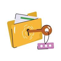 A customizable hand drawn style icon of data security vector