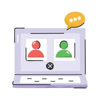 Hand drawn style icon showing conference call vector