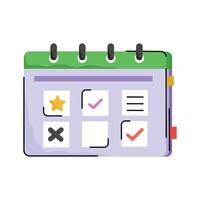 An editable hand drawn style icon of work schedule calendar vector
