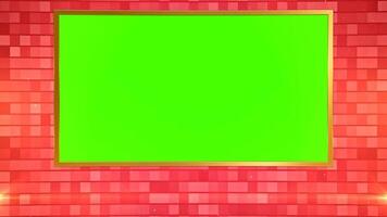 Editable Green Screen in Golden Frame with Red Wall Backdrop, Chroma Key Ready Frame video