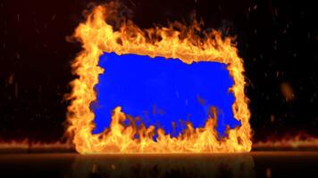 Action Trailer with Fiery Slideshow and Blue Screen Animation, Chroma Key Editable Frame video