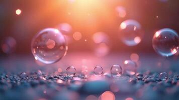 Bubbles floating with a bokeh effect, soft light that gives an aesthetic feel that adds a unique beauty video
