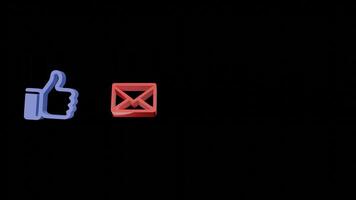 Signs, likes, and approval symbols on social media. Rotating and appearing multi-colored animated icons. video