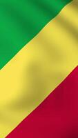 Vertical, portrait waving national flag of Congo. Smooth animation with highly detailed, realistic animated background for social media, screens smartphone. Cloth motion, official colors. video