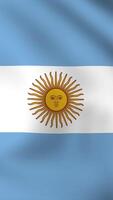 Vertical, portrait waving national flag of Argentina. Smooth animation with highly detailed, realistic animated background for social media, screens smartphone. Cloth motion, official colors. video