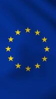 Vertical, portrait, waving national flag of European Union EU. Smooth animation with highly detailed, realistic animated background for social media, screens smartphone. Official colors. video