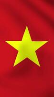 Vertical, portrait, waving national flag of Vietnam. Smooth animation with highly detailed, realistic animated background for social media, screens smartphone. Cloth motion, official colors. video