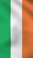 Vertical, portrait, waving national flag of Irish. Smooth animation with highly detailed, realistic animated background for social media, screens smartphone. Cloth motion, official colors. video