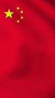Vertical, portrait waving national flag of China. Smooth animation with highly detailed, realistic animated background for social media, screens smartphone. Cloth motion, official colors. video