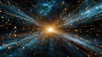 stunning visualization of cosmic explosion with bright stars and vibrant colors photo