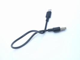 Black USB cable isolated on white background photo