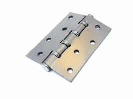 close up Metal door hinge isolated photo